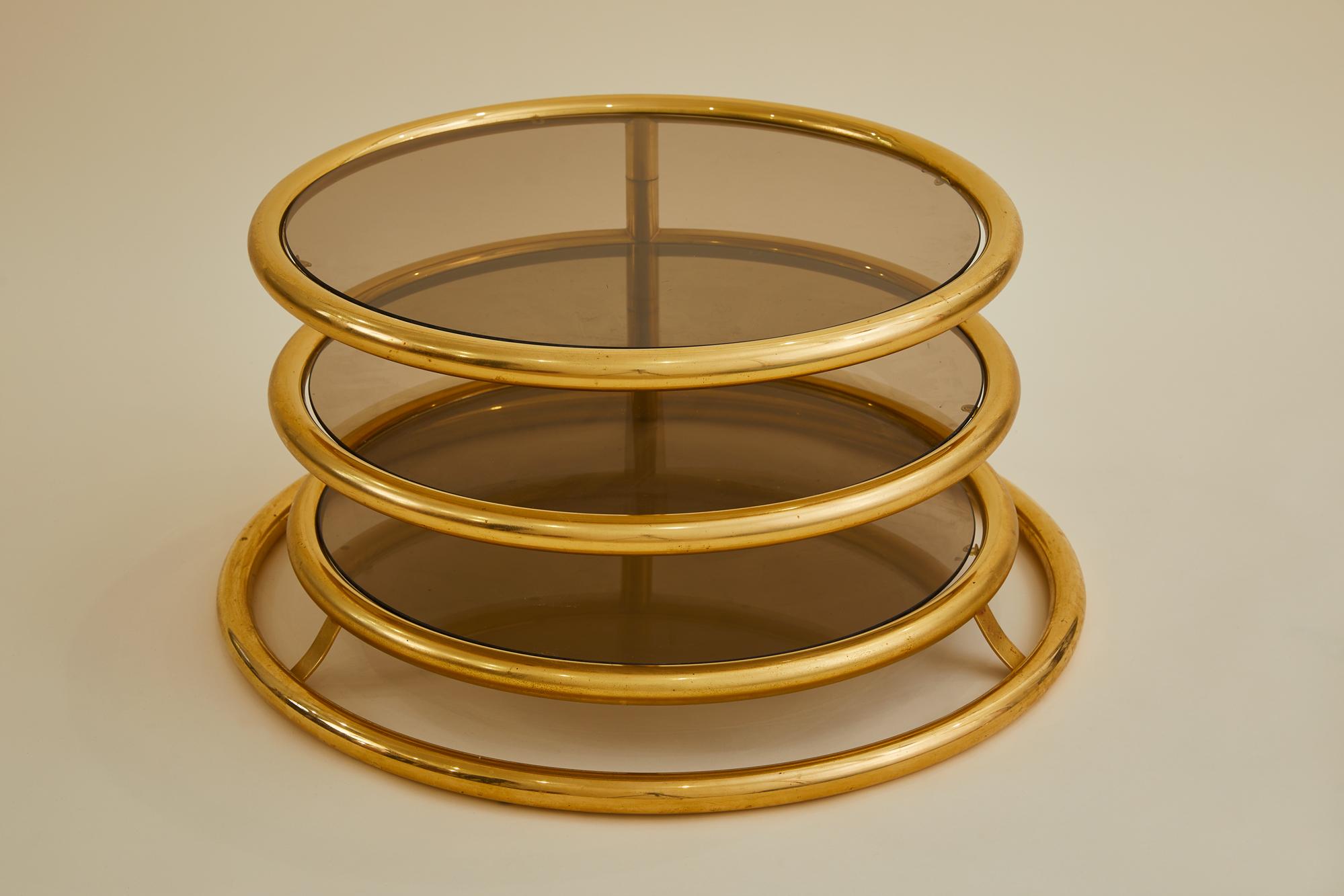 Mid-Century Modern 3-Tier Mid-Century Articulating Brass Table in the manner of Milo Baughman