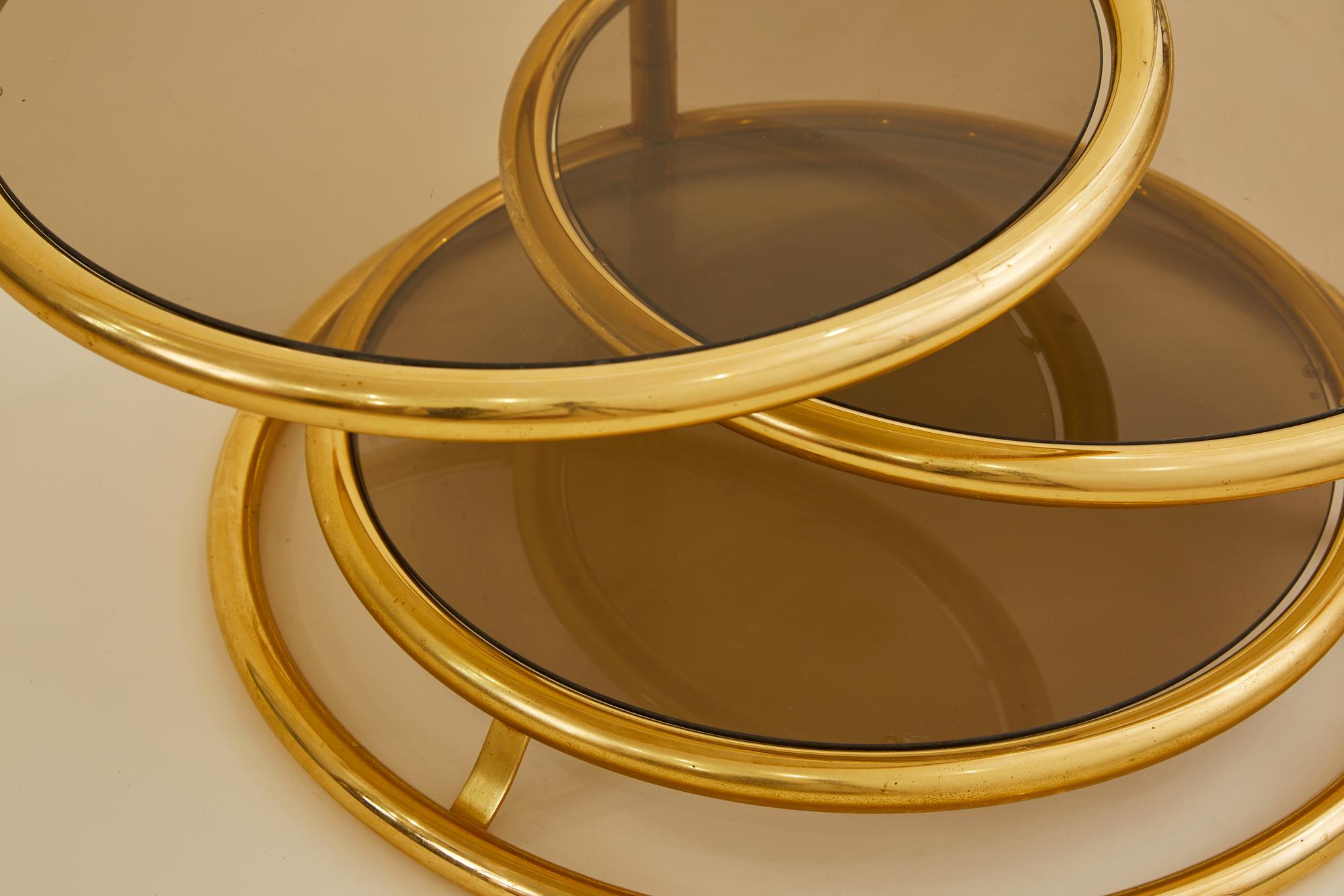 American 3-Tier Mid-Century Articulating Brass Table in the manner of Milo Baughman