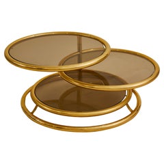 3-Tier Mid-Century Articulating Brass Table in the manner of Milo Baughman