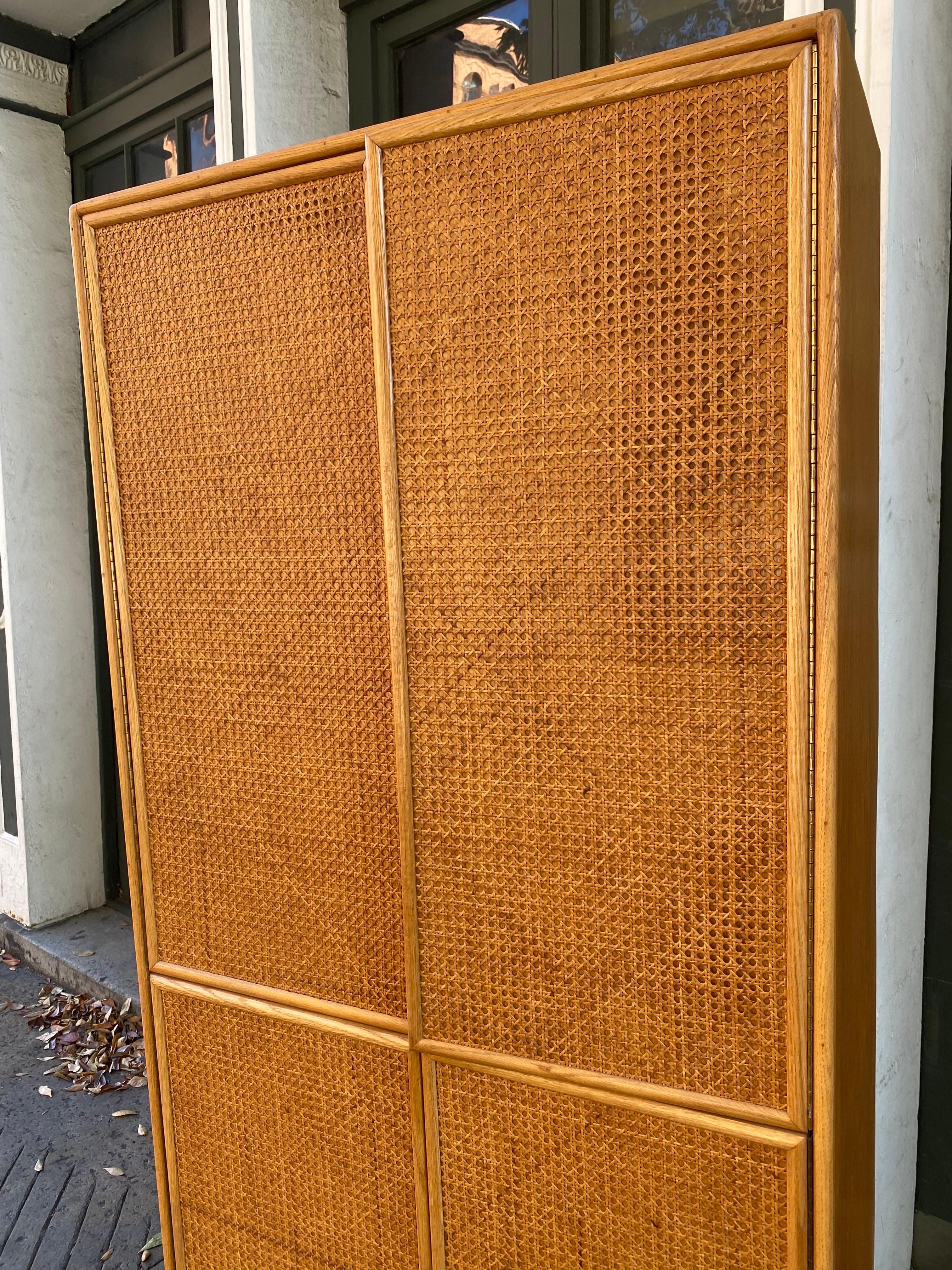 American 1970'S 4 Door Cane Front Storage Cabinet