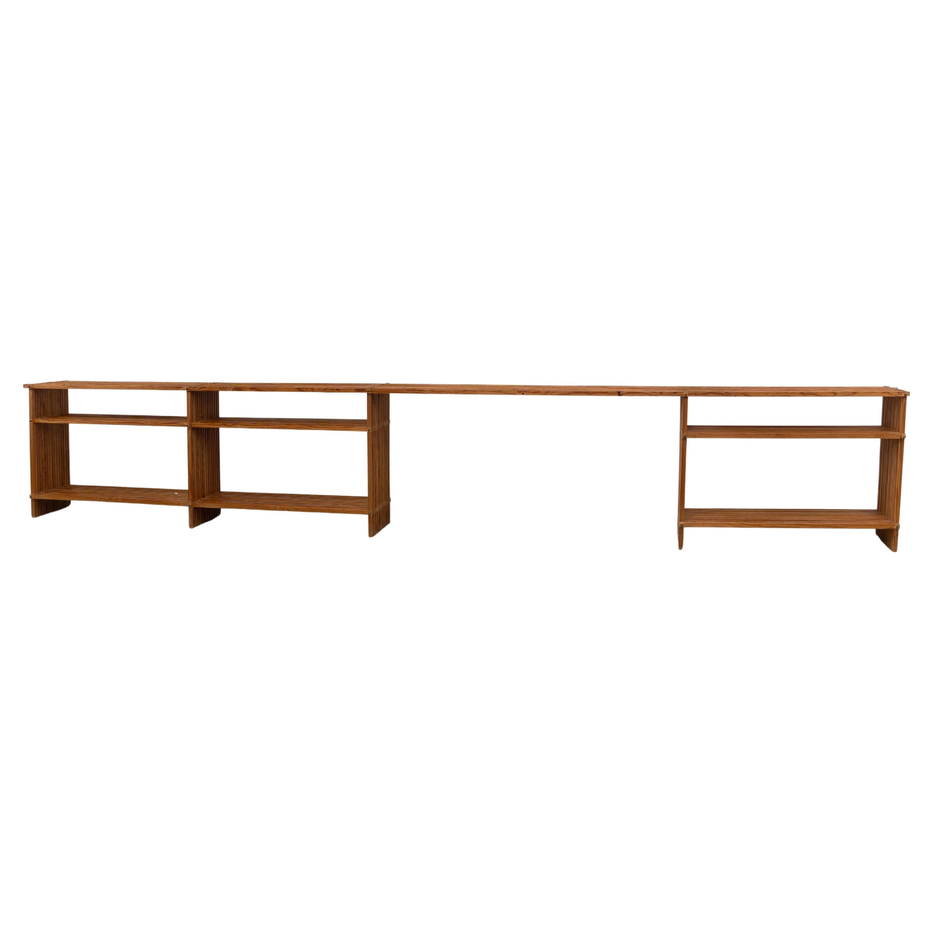1970's 400cm pine Scandinavian open sideboard