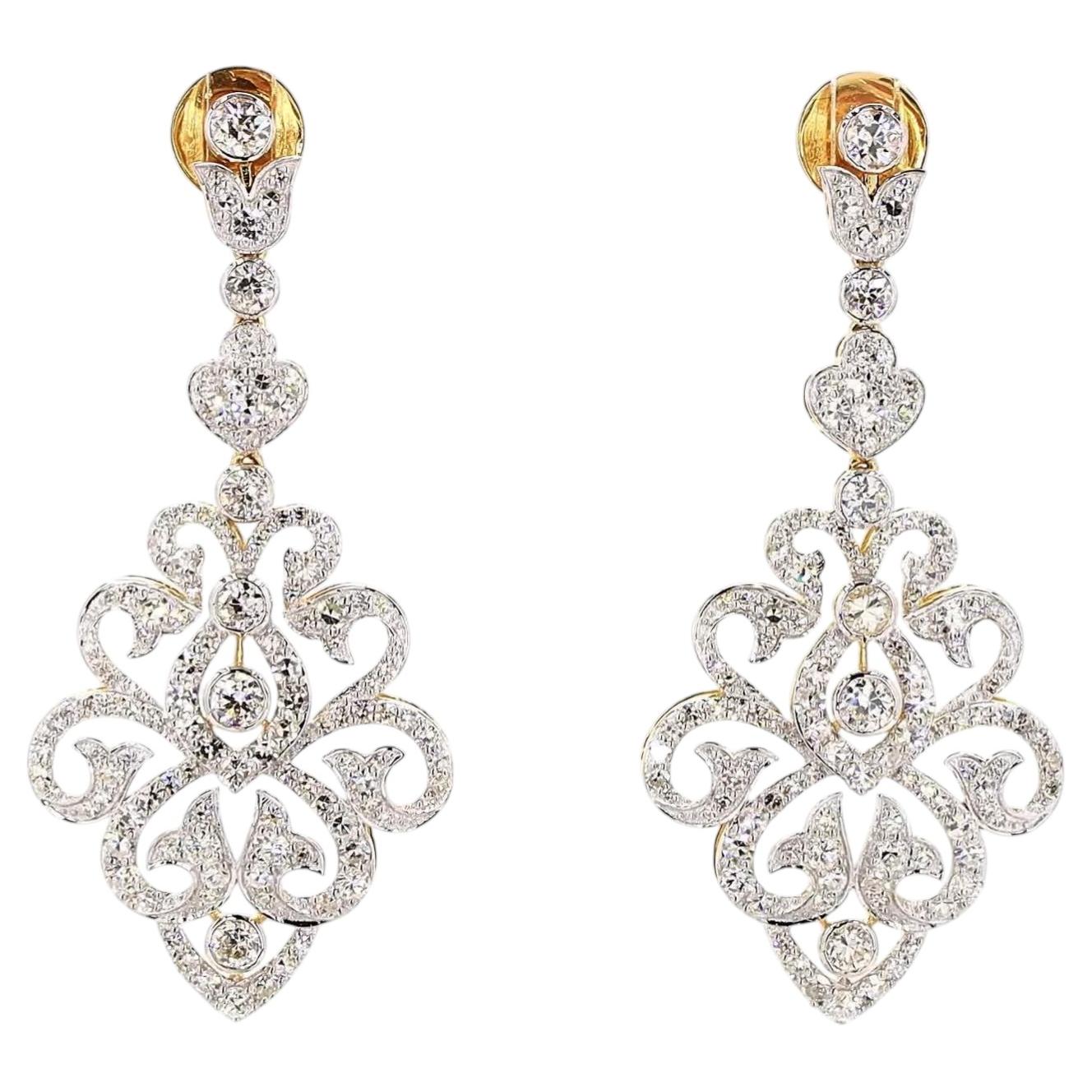 Gold-Ohrringe aus den 1970er Jahren mit einem runden Diamanten im Brillantschliff von 4,29 Karat