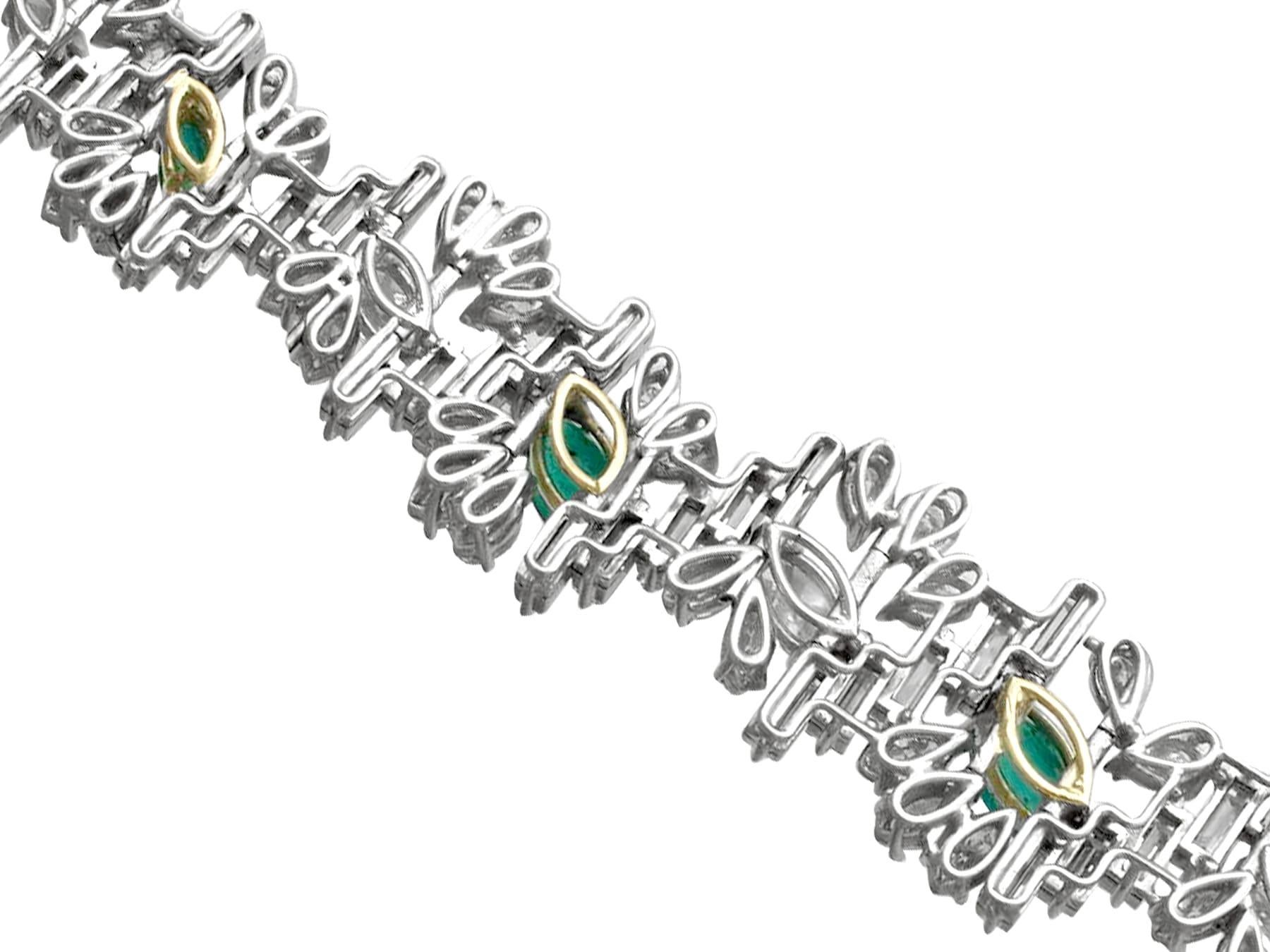Bracelet en platine et or avec émeraude de 4,63 carats et diamant de 16,27 carats des années 1970 en vente 1