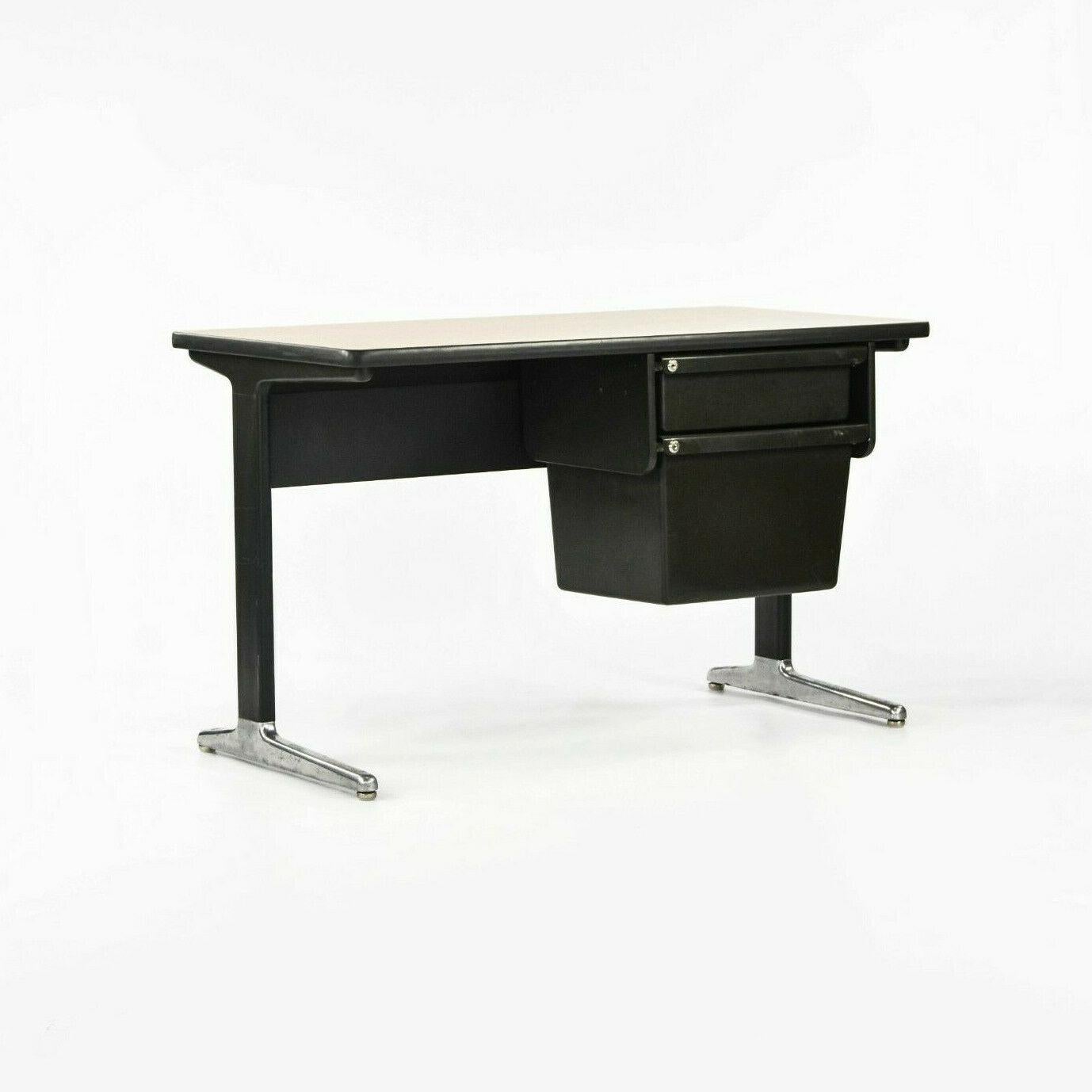 Listed for sale is an original 1970s Herman Miller Action Office desk with two drawers, designed by George Nelson and Robert Probst. This is a delightfully original example, which came out of an office in North Carolina, fully outfitted in Action