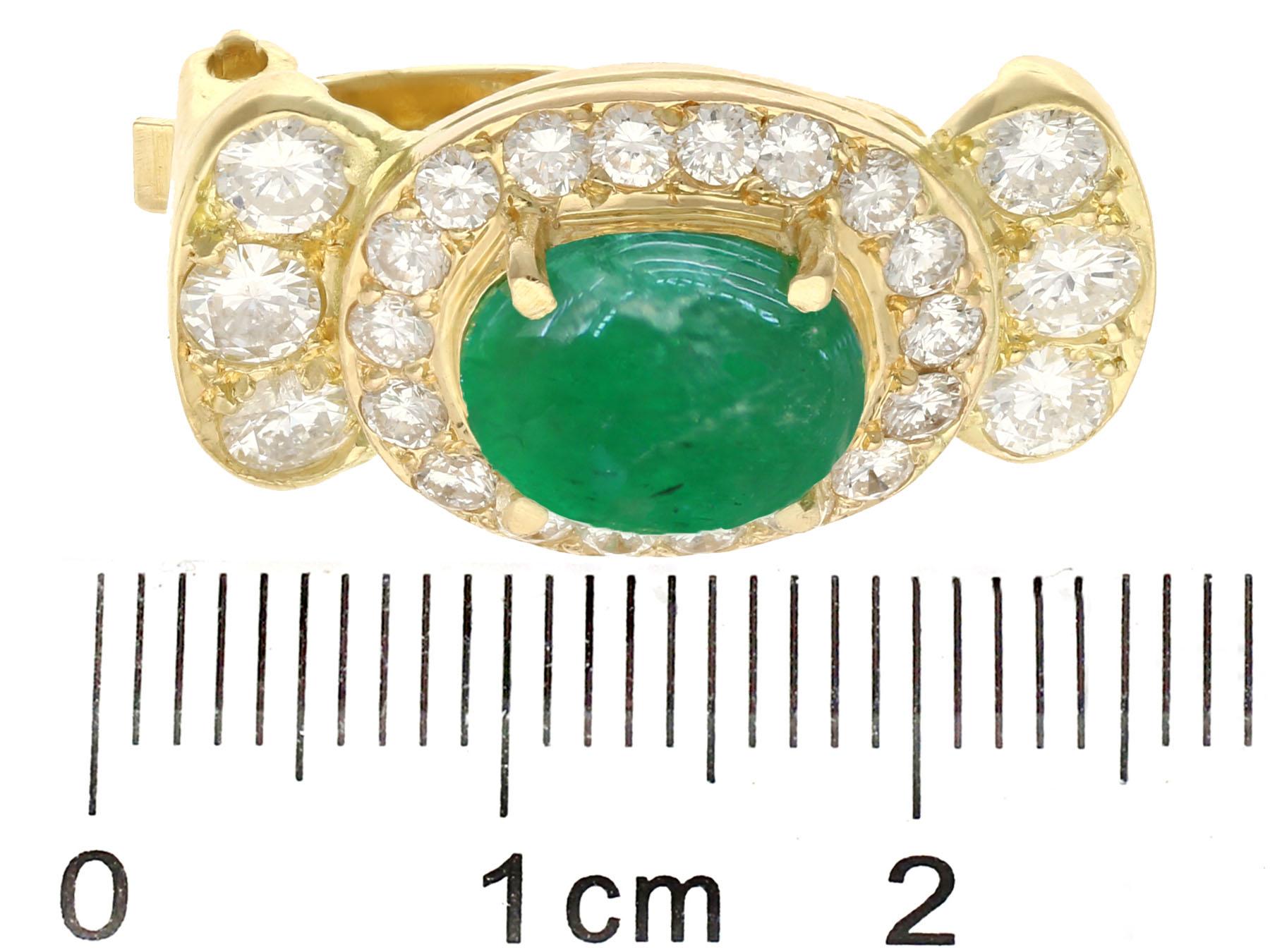 1970s 5.86 Carat Emerald and 4.32 Carat Diamond Yellow Gold Earrings 2