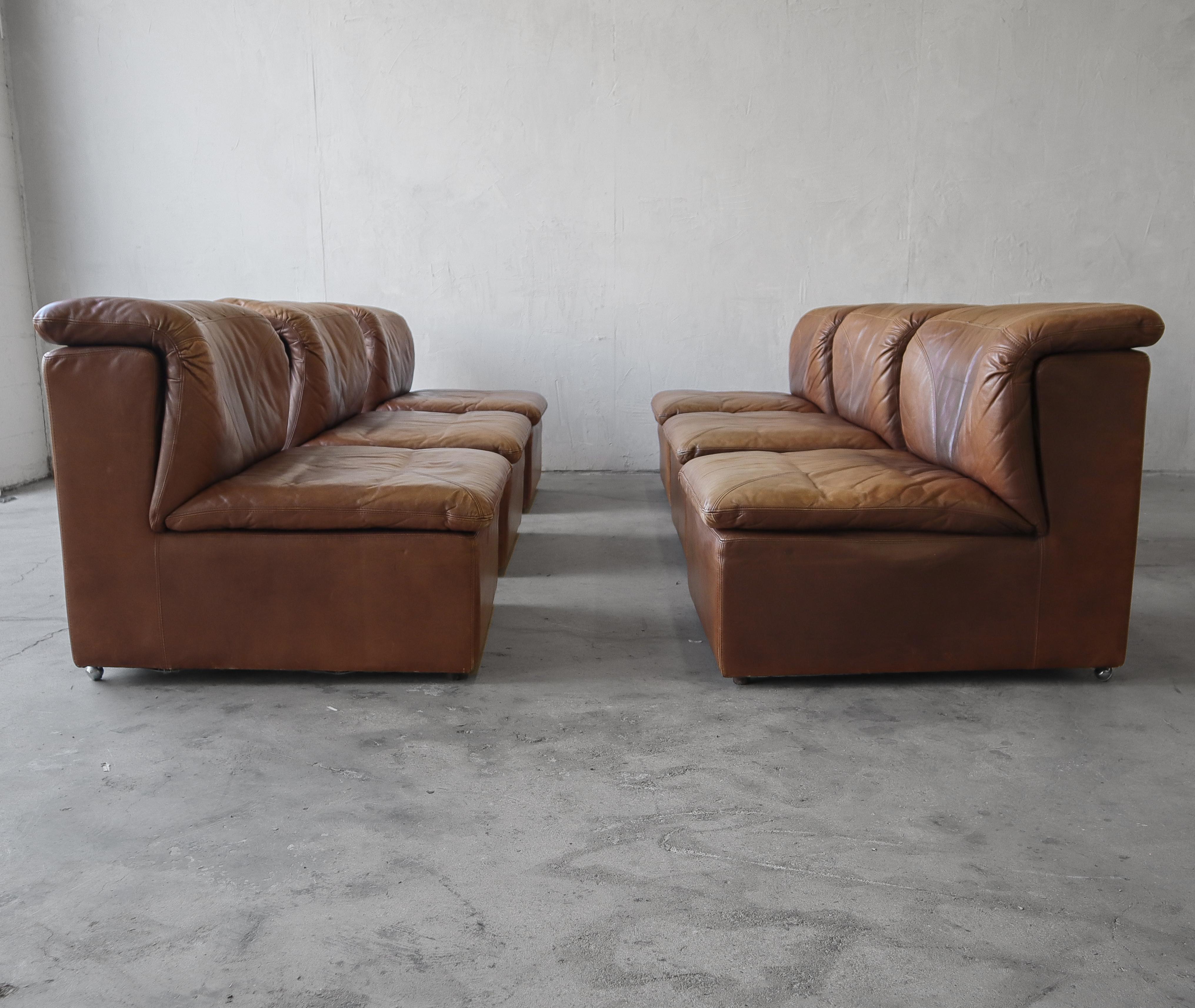 1970's 6 Piece Modular Leather Sofa by De Sede For Sale 1