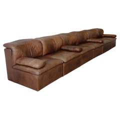 1970's 6 Piece Modular Leather Sofa by De Sede