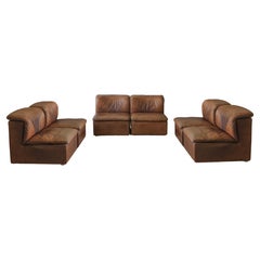 1970's 6 Piece Modular Leather Sofa by De Sede
