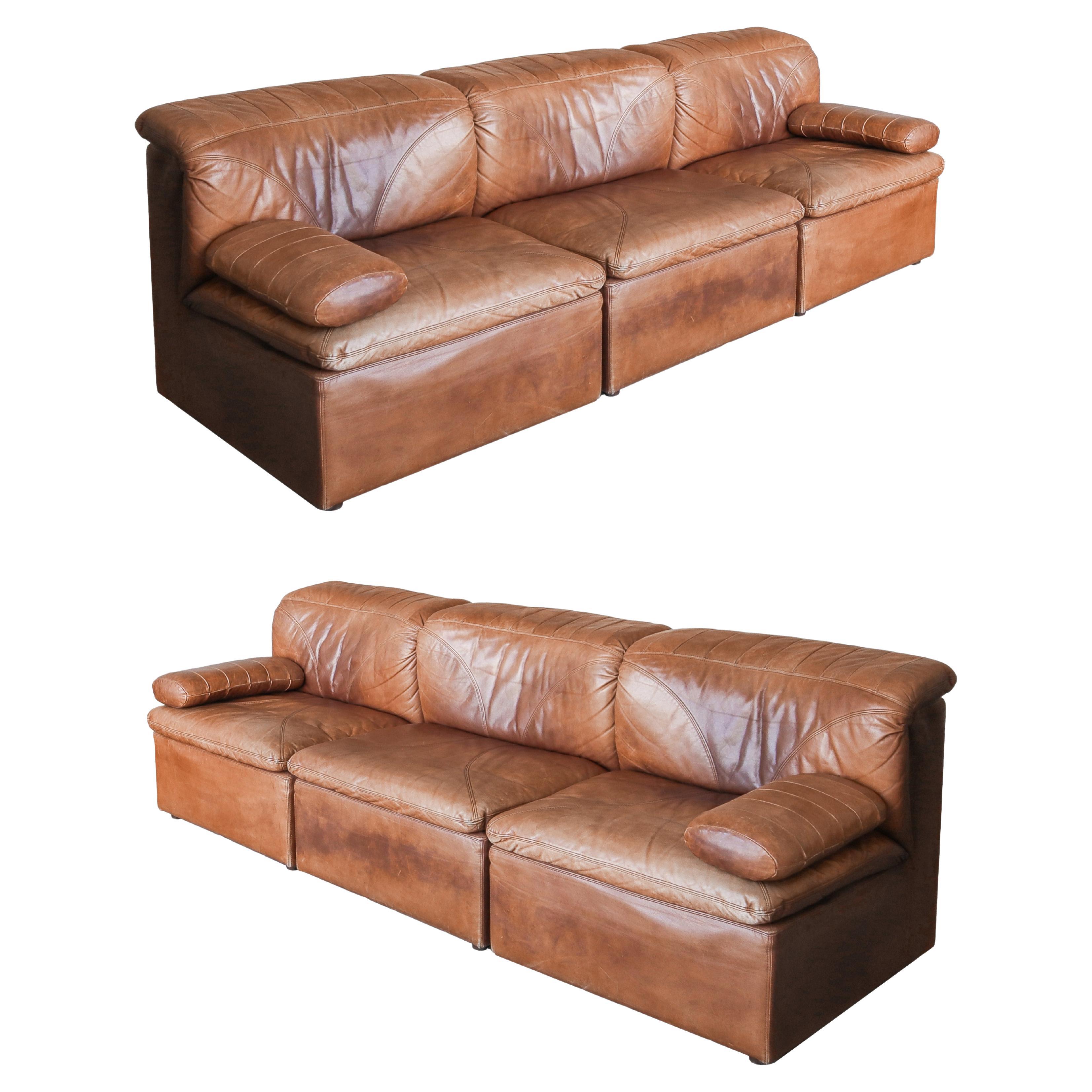 1970's 6 Piece Modular Leather Sofa by De Sede