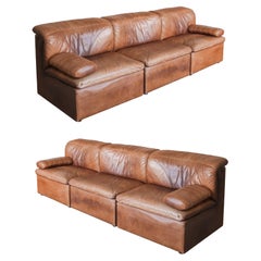 Canapé modulaire en cuir 6 pièces des années 1970 par De Sede