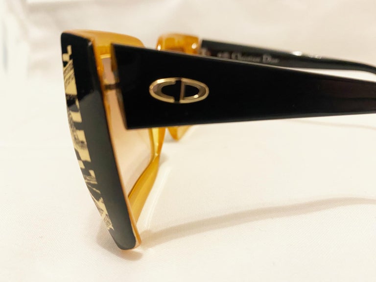 Vintage DIOR Black Gold Oversized Sunglasses RARE 1980s Christian Dior Collector Oversized Sunglasses Black  main image 2
