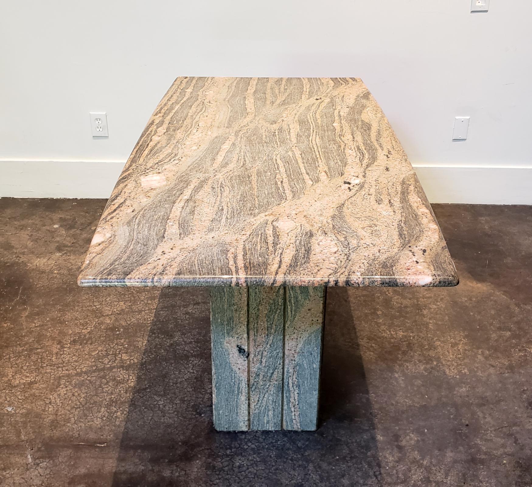 1970s-1980s Italian Pink and Grey Marble Console Table In Good Condition For Sale In Dallas, TX