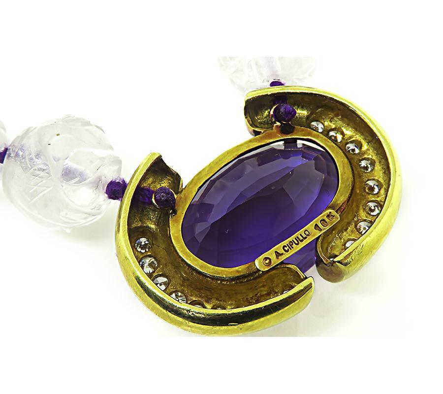 Collana di cristallo con ametista e diamante da 100,00 ct di A. Cipullo degli anni '70 In condizioni buone in vendita a New York, NY