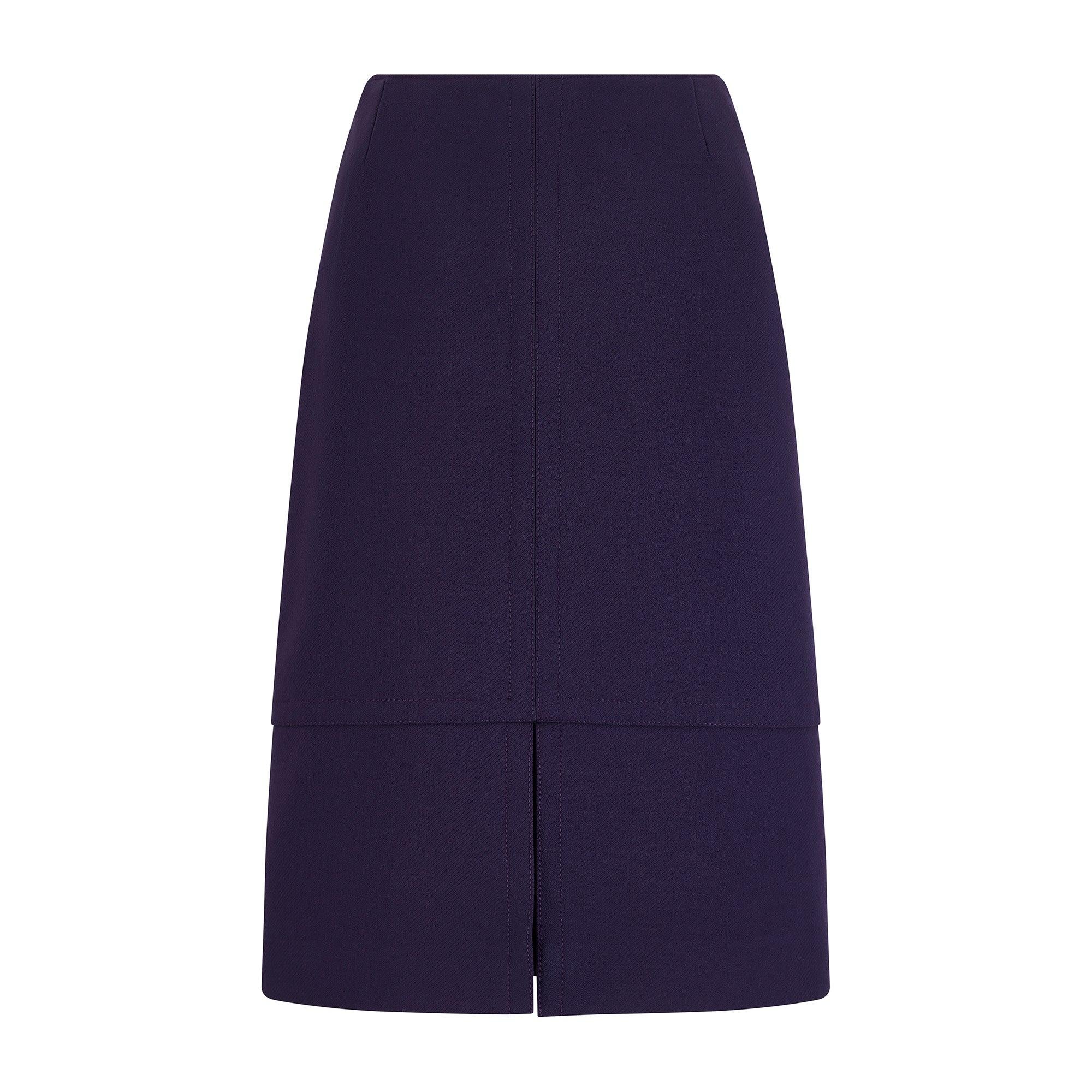 Traje de chaqueta y falda de lana púrpura de los años 70 de línea A en Excelente estado para la venta en London, GB