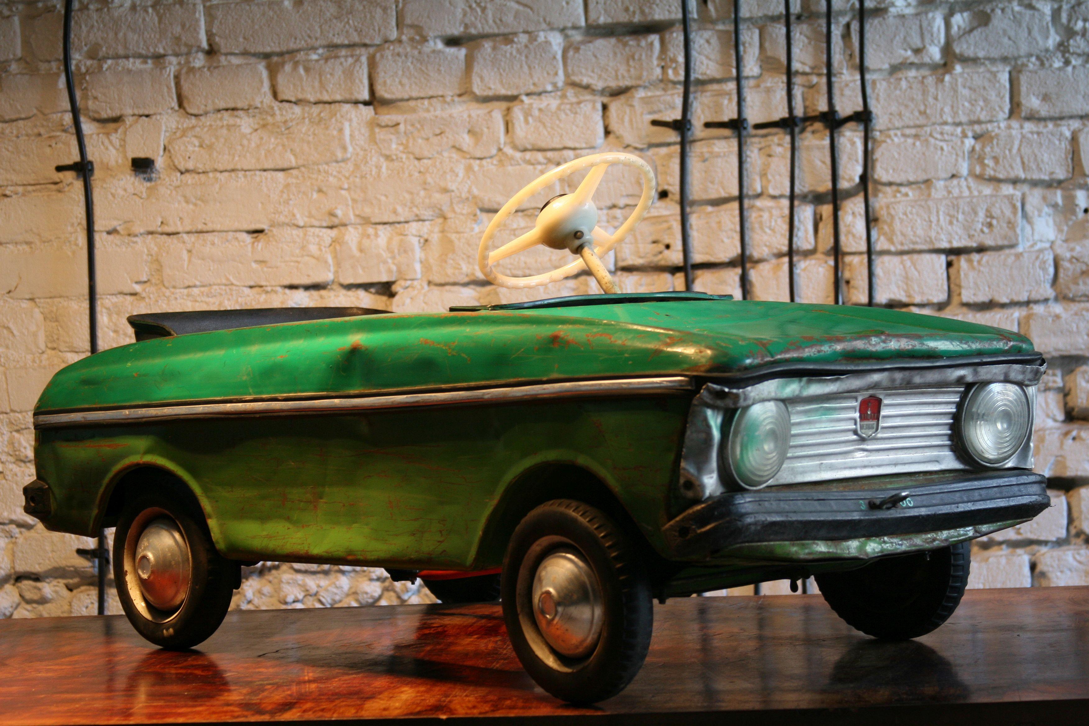 European 1970s a Metal Pedal Car Moskvich Azak For Sale