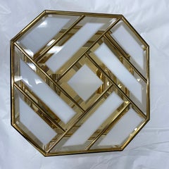 1970s a Mid-Century Modern Brass and Glass Italian Ceiling Light