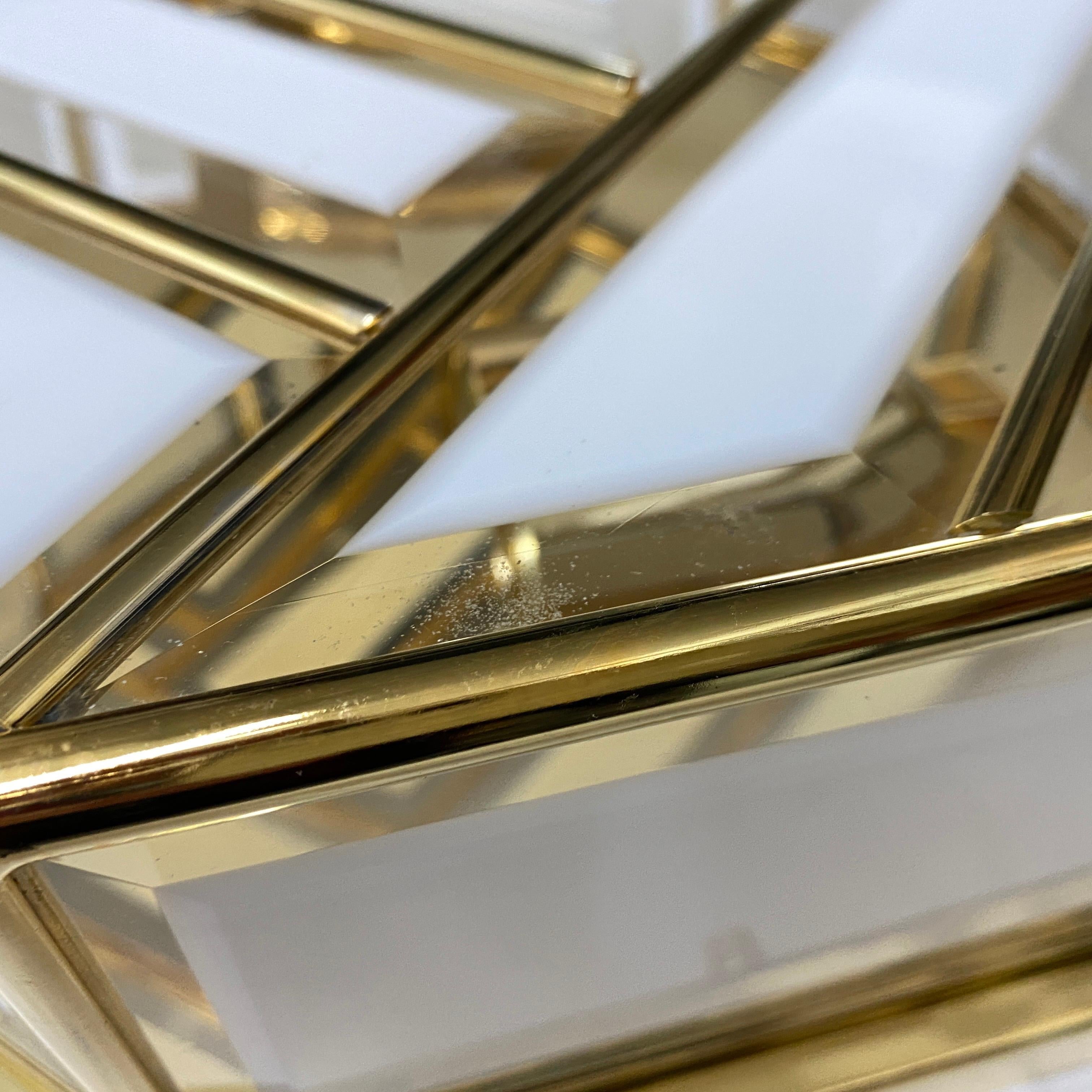 1970s a Mid-Century Modern Brass and Glass Italian Ceiling Light For Sale 1