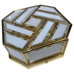 1970s a Mid-Century Modern Brass and Glass Italian Ceiling Light