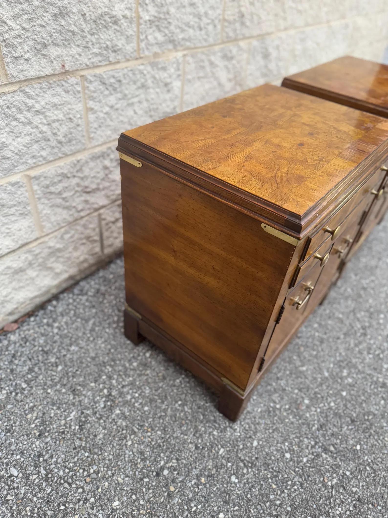 1970s A Pair of Mid Century Burl Wood Nightstands by Lane 2