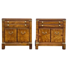 1970s A Pair of Mid Century Burl Wood Nightstands by Lane