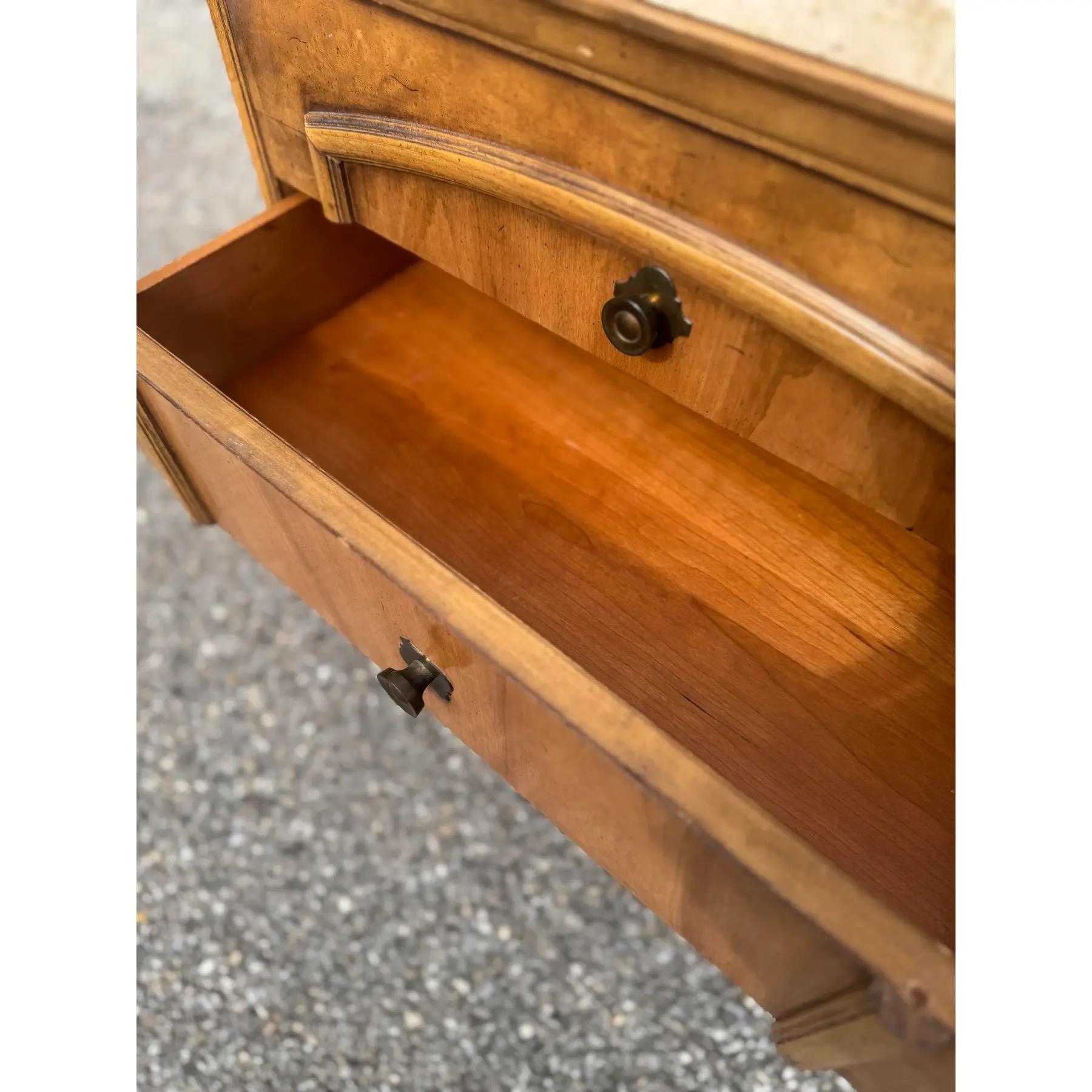 20th Century 1970s a Pair of Mid Century Burl Wood Nightstands With Travertine Tops For Sale