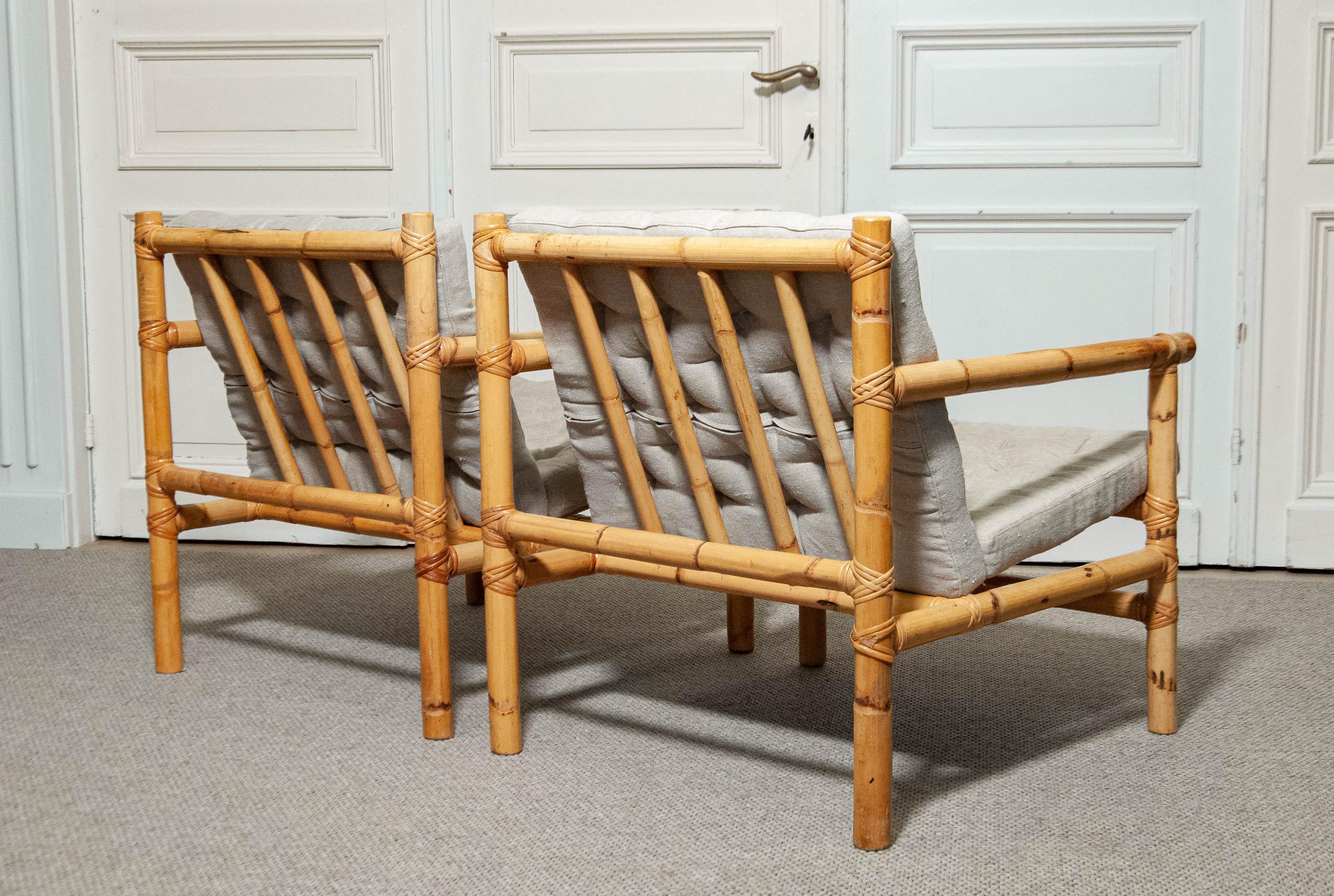 1970s A Pair of Swedish Bamboo and Rattan Lounge Chairs 6