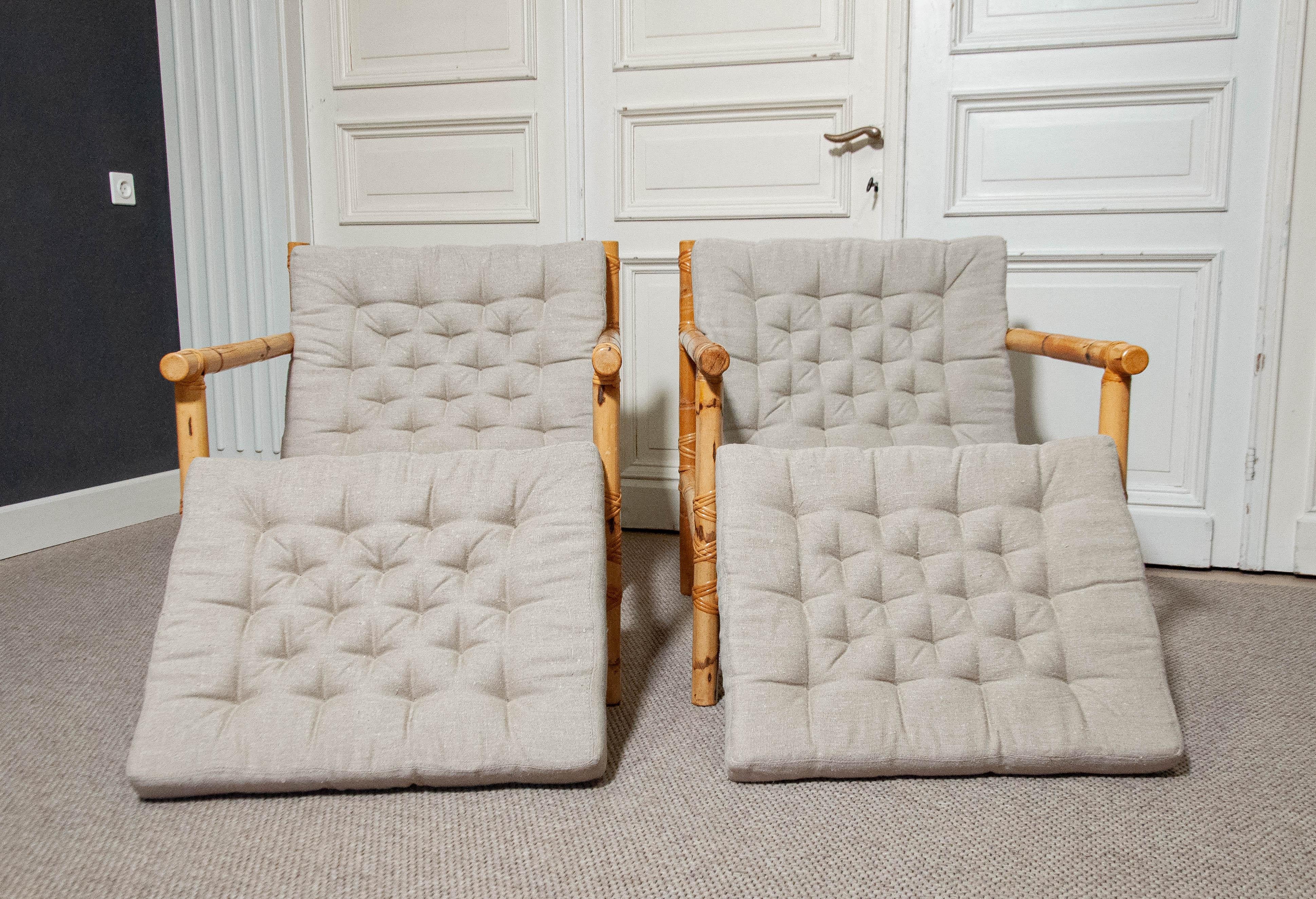 1970s A Pair of Swedish Bamboo and Rattan Lounge Chairs 8