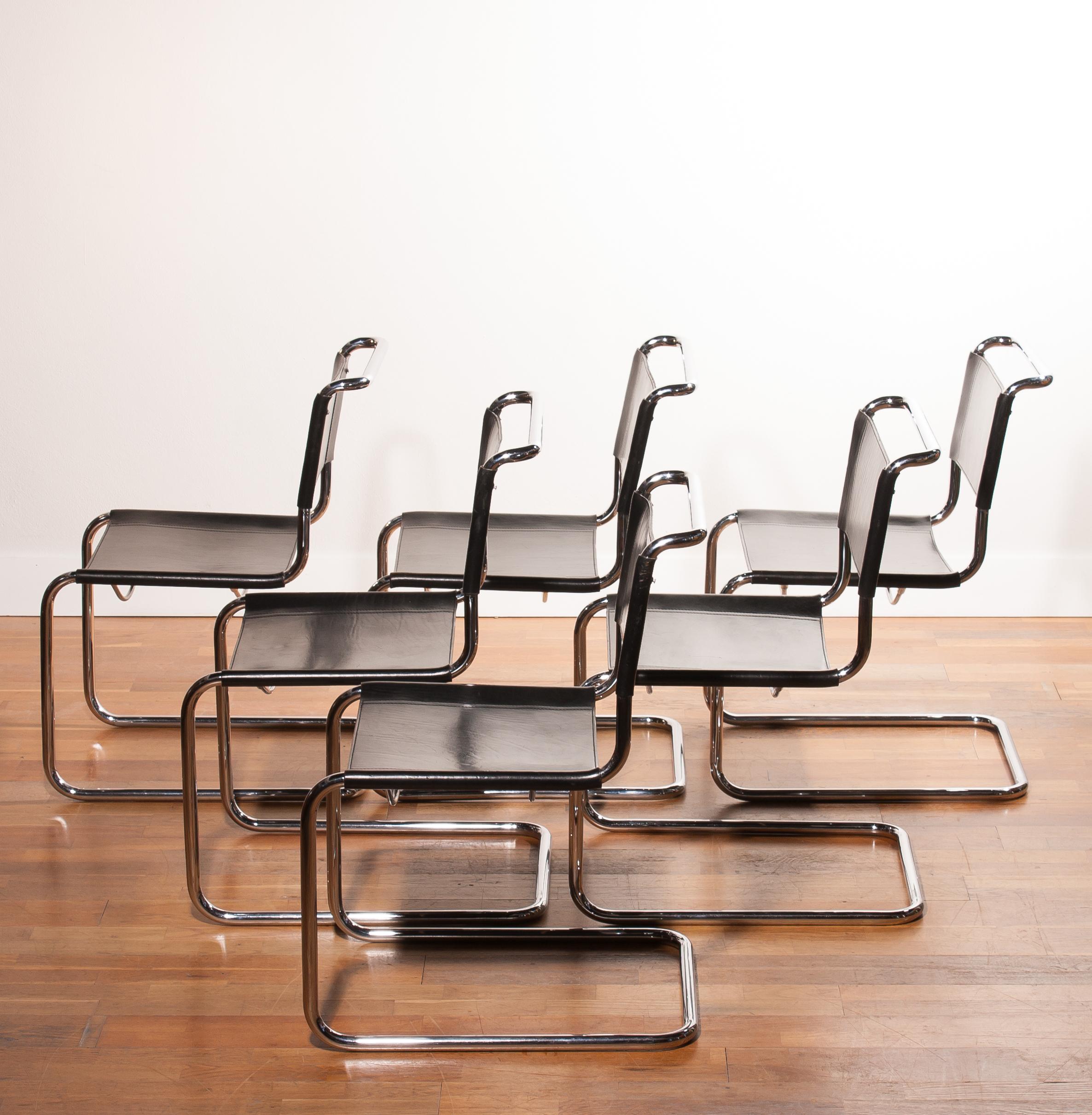 Late 20th Century 1970s, a Set of Six Dining Chairs by Mart Stam for Fasem