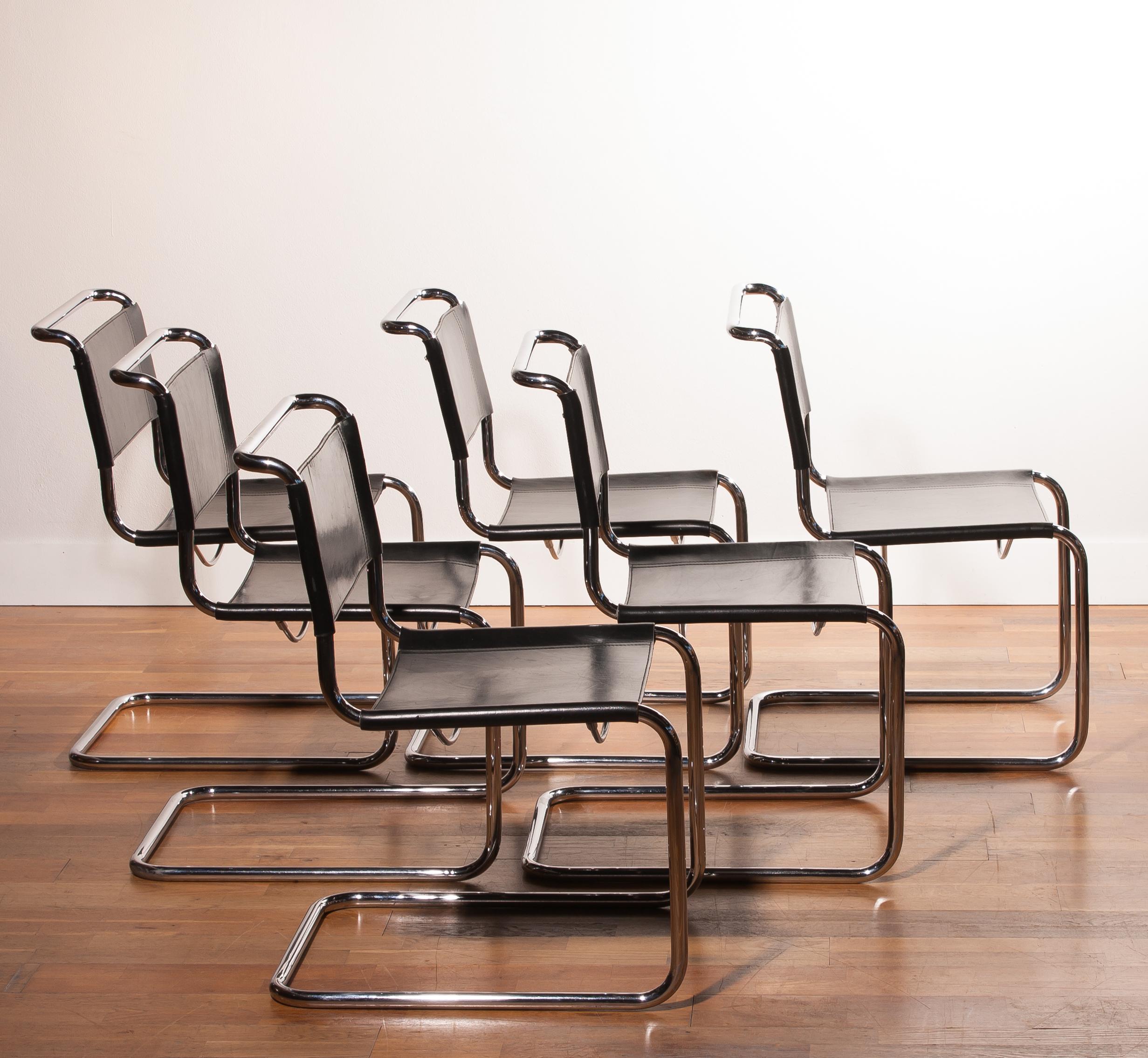 Steel 1970s, a Set of Six Dining Chairs by Mart Stam for Fasem