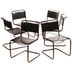 1970s, a Set of Six Dining Chairs by Mart Stam for Fasem