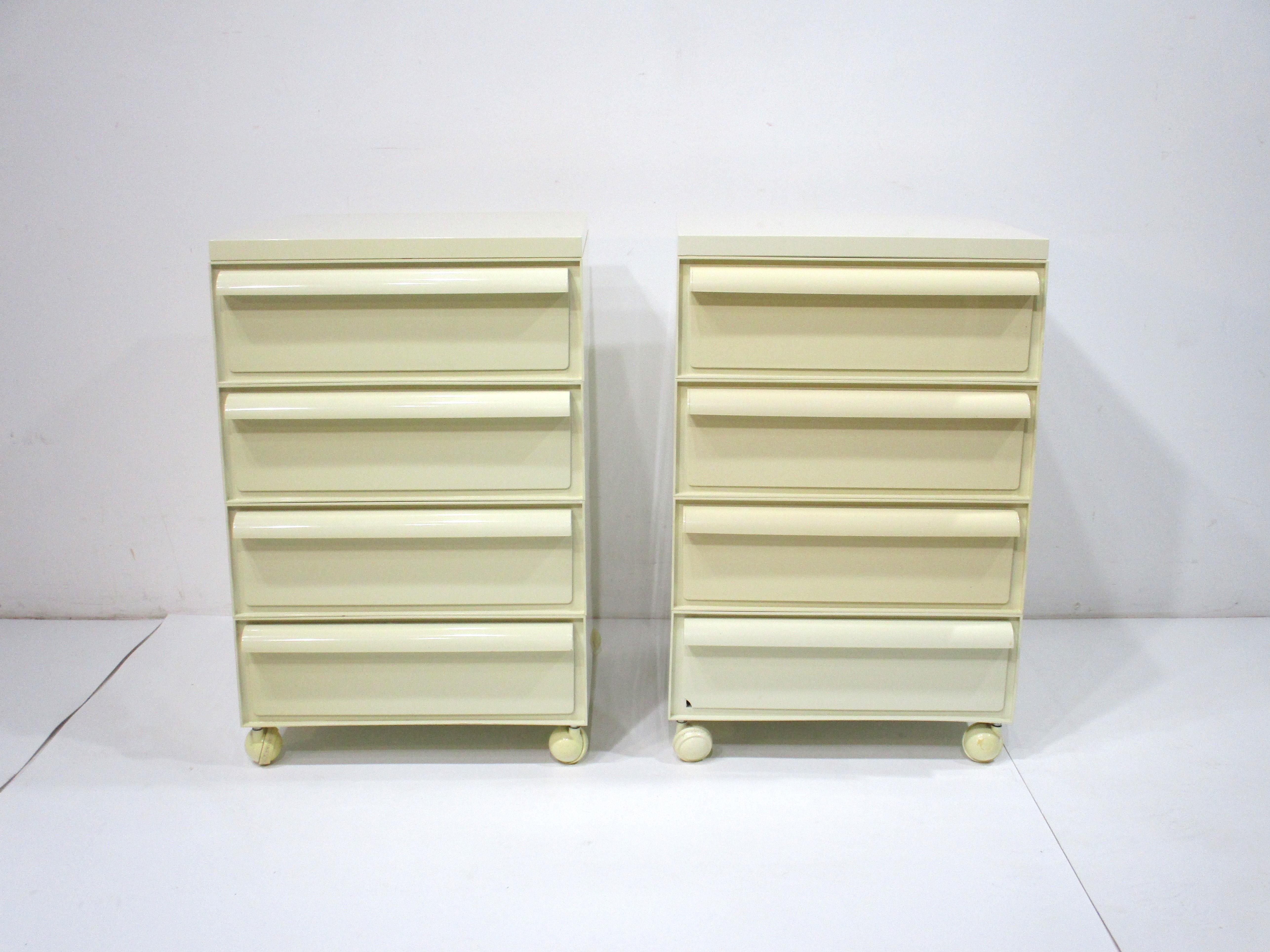 Mid-Century Modern 1970's ABS Space Age Nightstands by Castelli for Kartell  For Sale