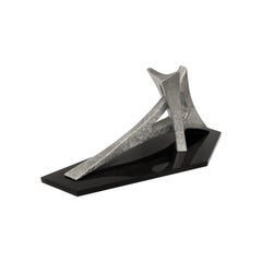 1970s Abstract Aluminum Sculpture on Plexi Base