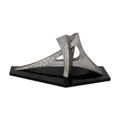1970s Abstract Aluminum Sculpture on Plexi Base