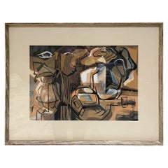 1970 Abstract Art Still Life Print signed