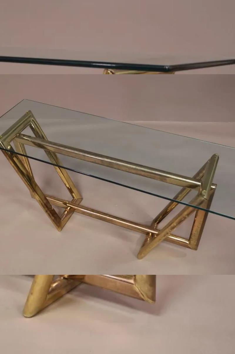 Mid-Century Modern 1970s Abstract Brass Console Table