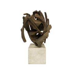 1970s Abstract Bronze Sculpture on Stone Base 1970s Abstract Bronze Sculpture on Stone Base