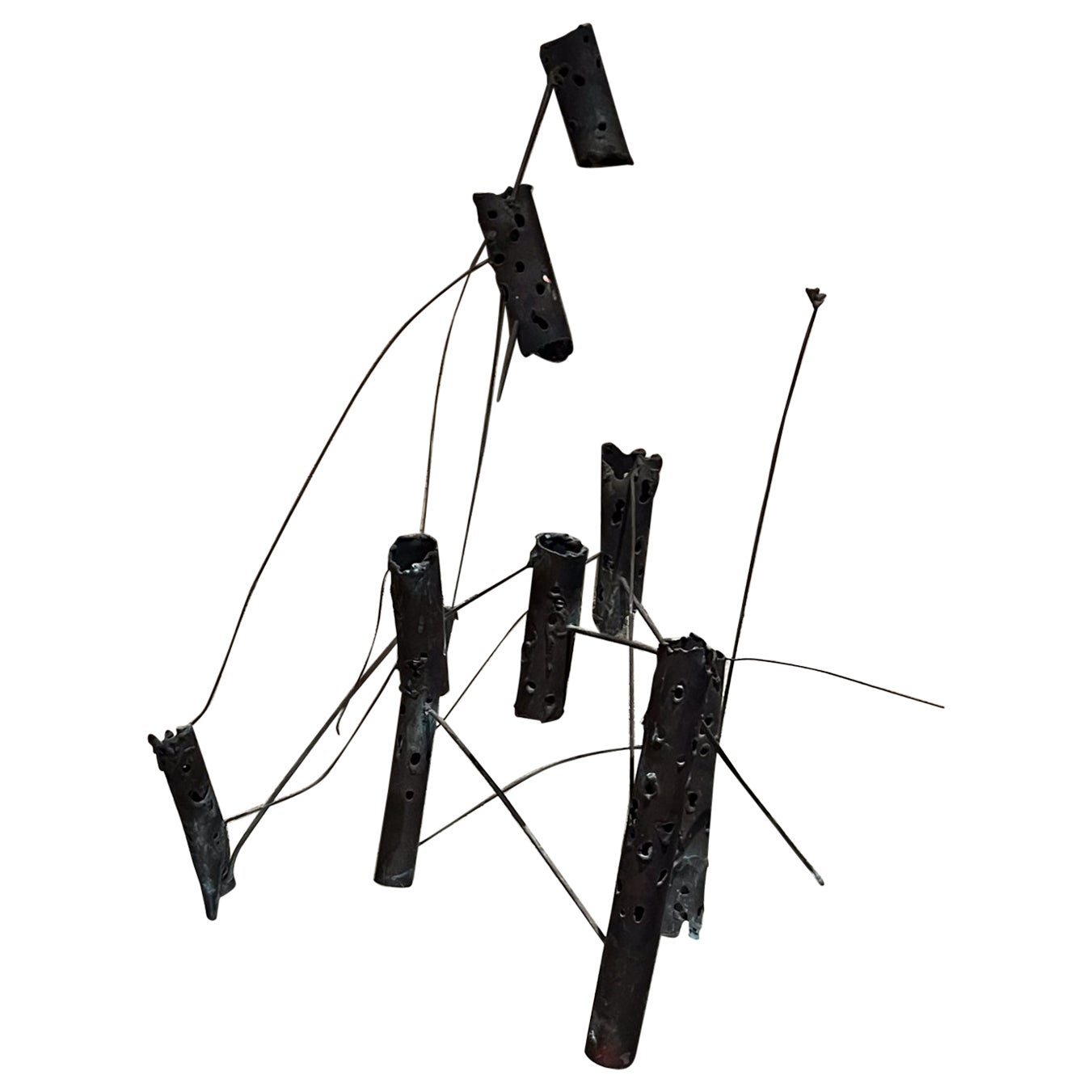 Sculpture murale brutaliste abstraite en bronze des années 1970