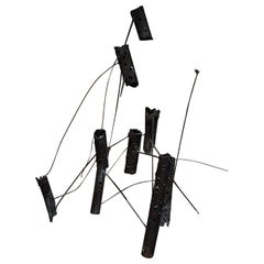 Sculpture murale brutaliste abstraite en bronze des années 1970