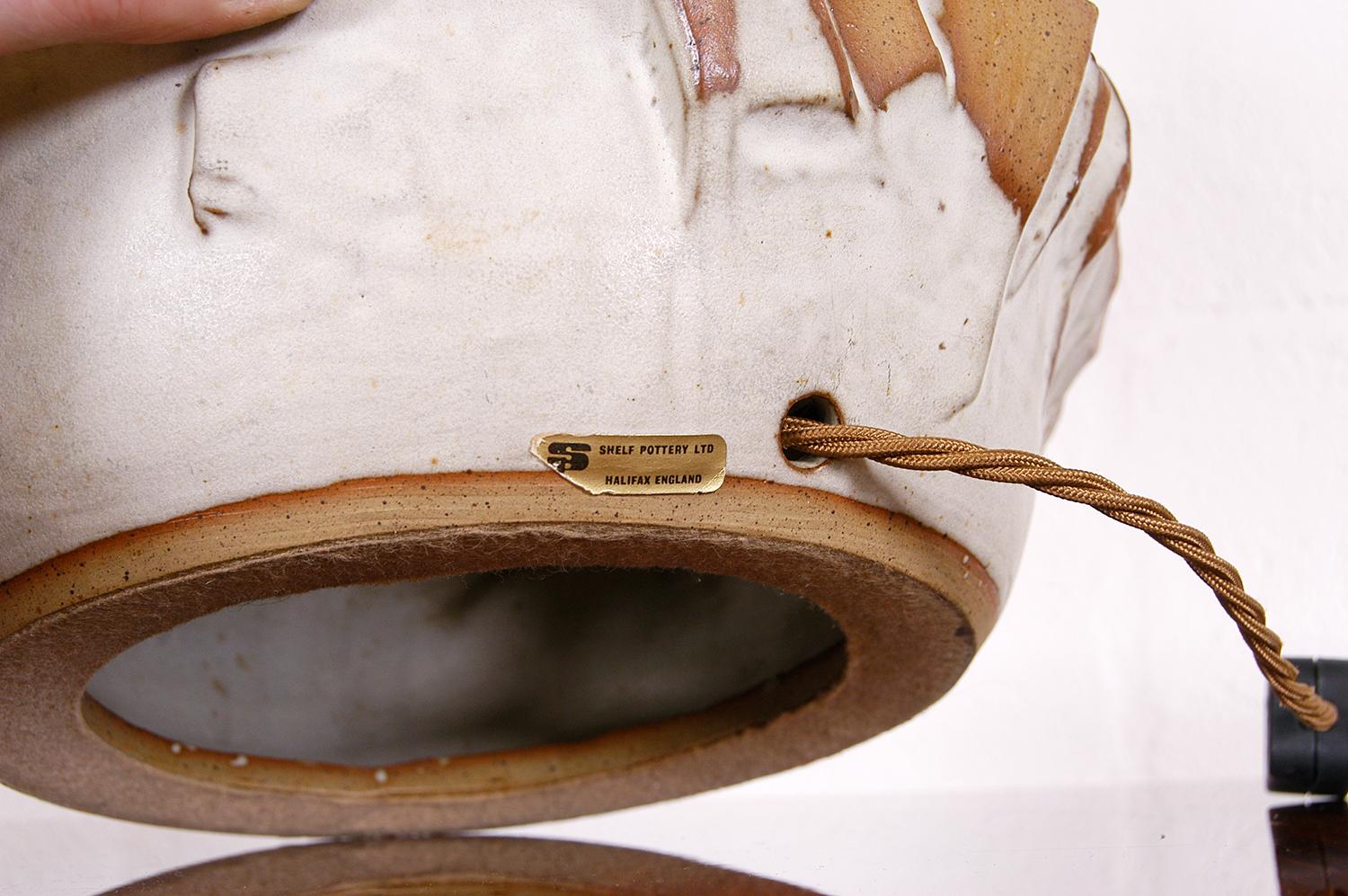 1970s Abstract Brutalist Studio Pottery Stoneware Table Lamp by Shelf Pottery UK In Good Condition In Sherborne, Dorset