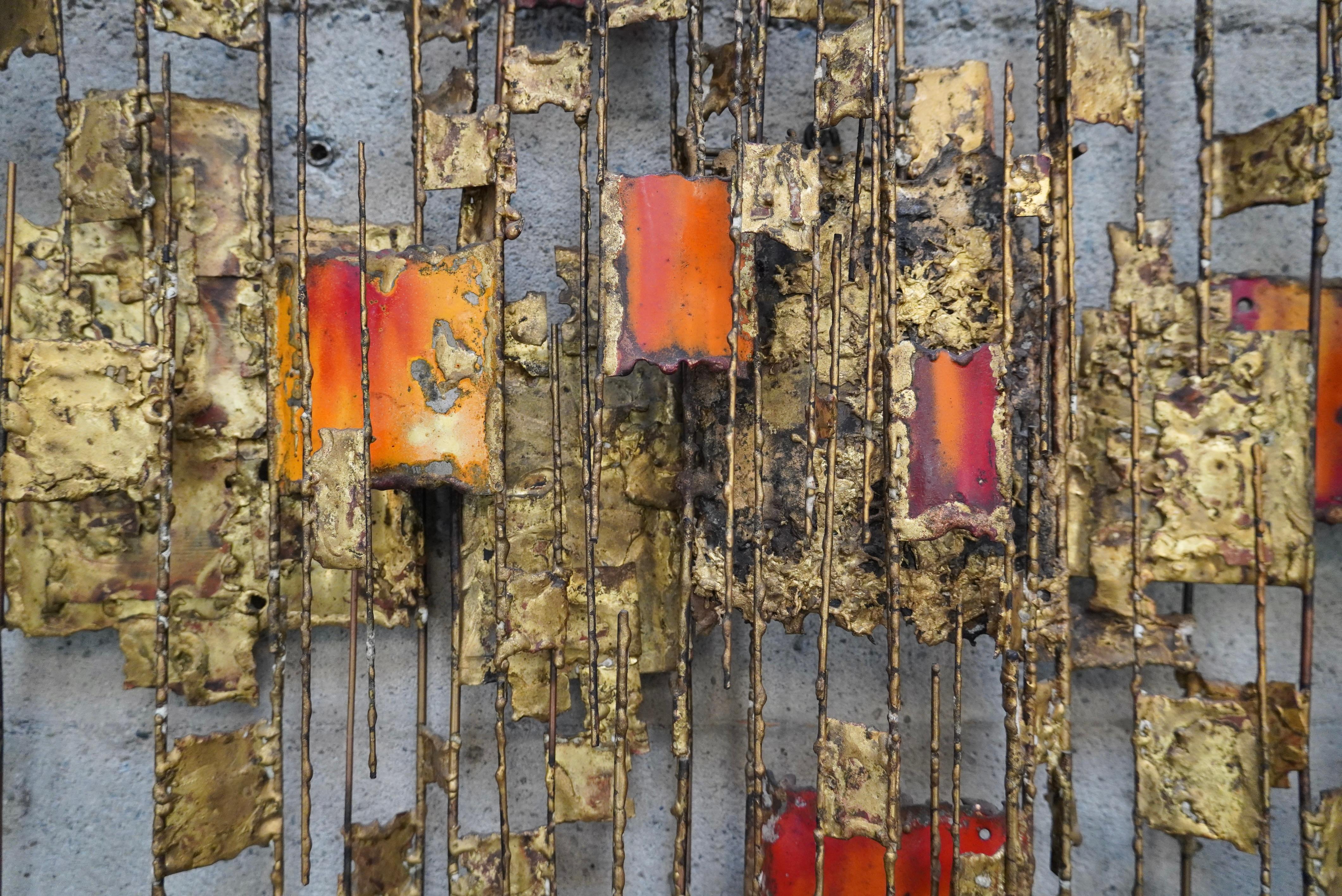 Hand-Crafted 1970s Abstract / Brutalist  Wall Sculpture by California Crafter Donald Buby For Sale