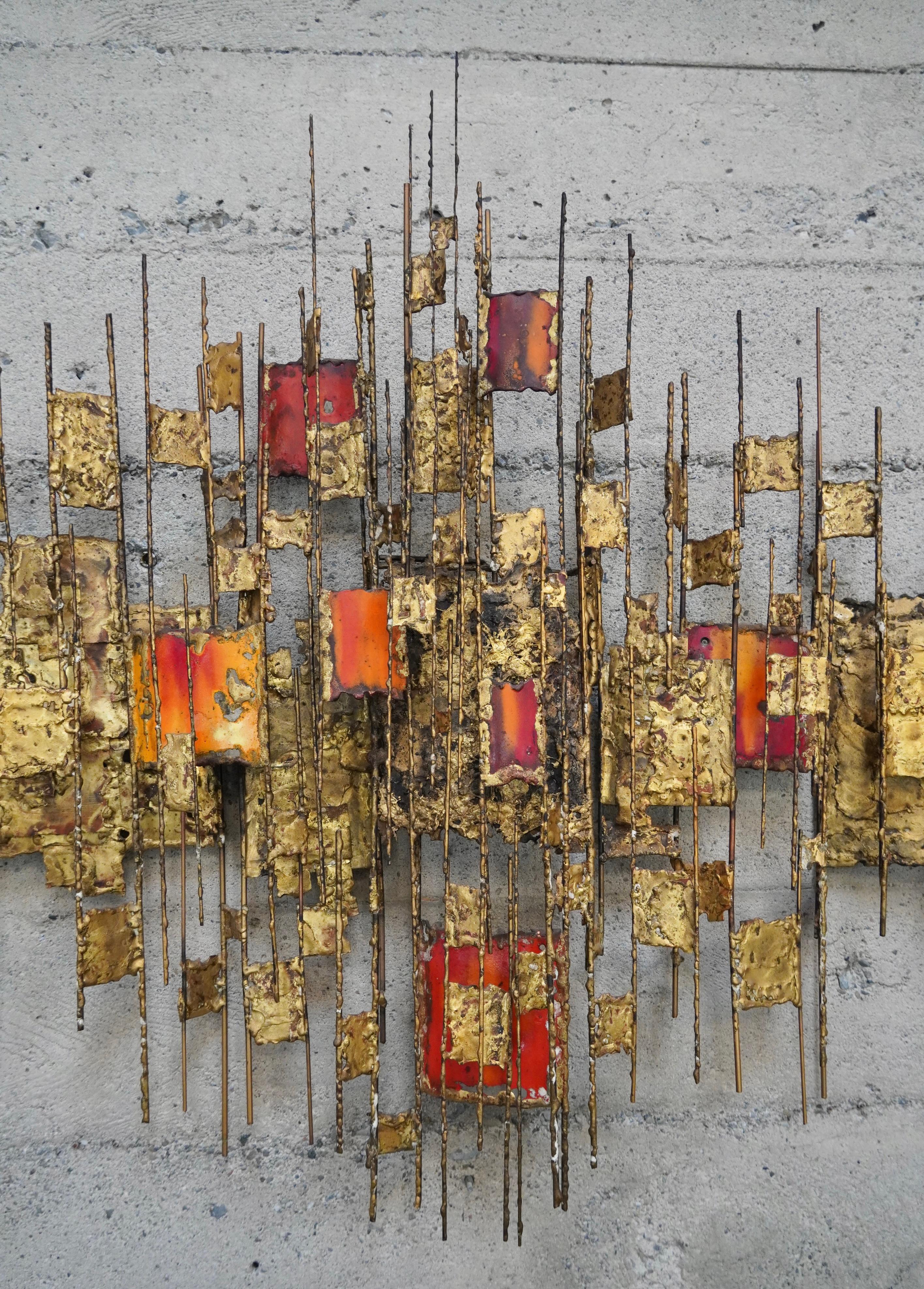 Metal 1970s Abstract / Brutalist  Wall Sculpture by California Crafter Donald Buby For Sale