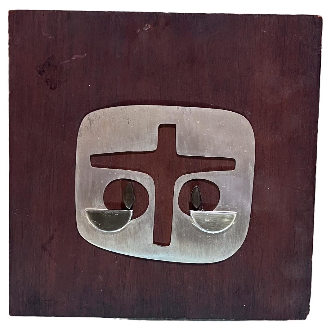 Une croix abstraite des années 1970 en argent sterling Emaus Mexico
