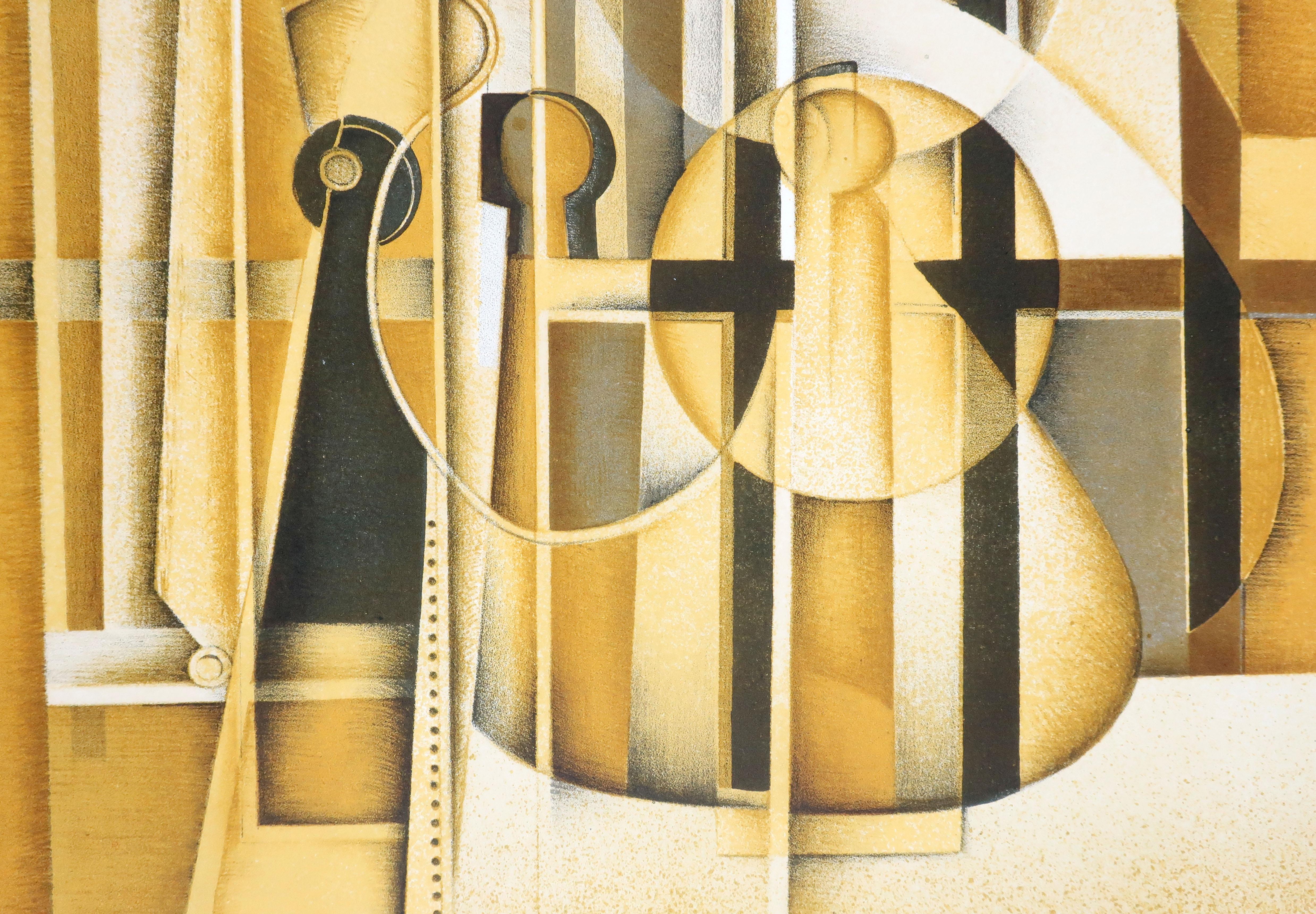 Mid-Century Modern 1970s Abstract Cubist Print For Sale