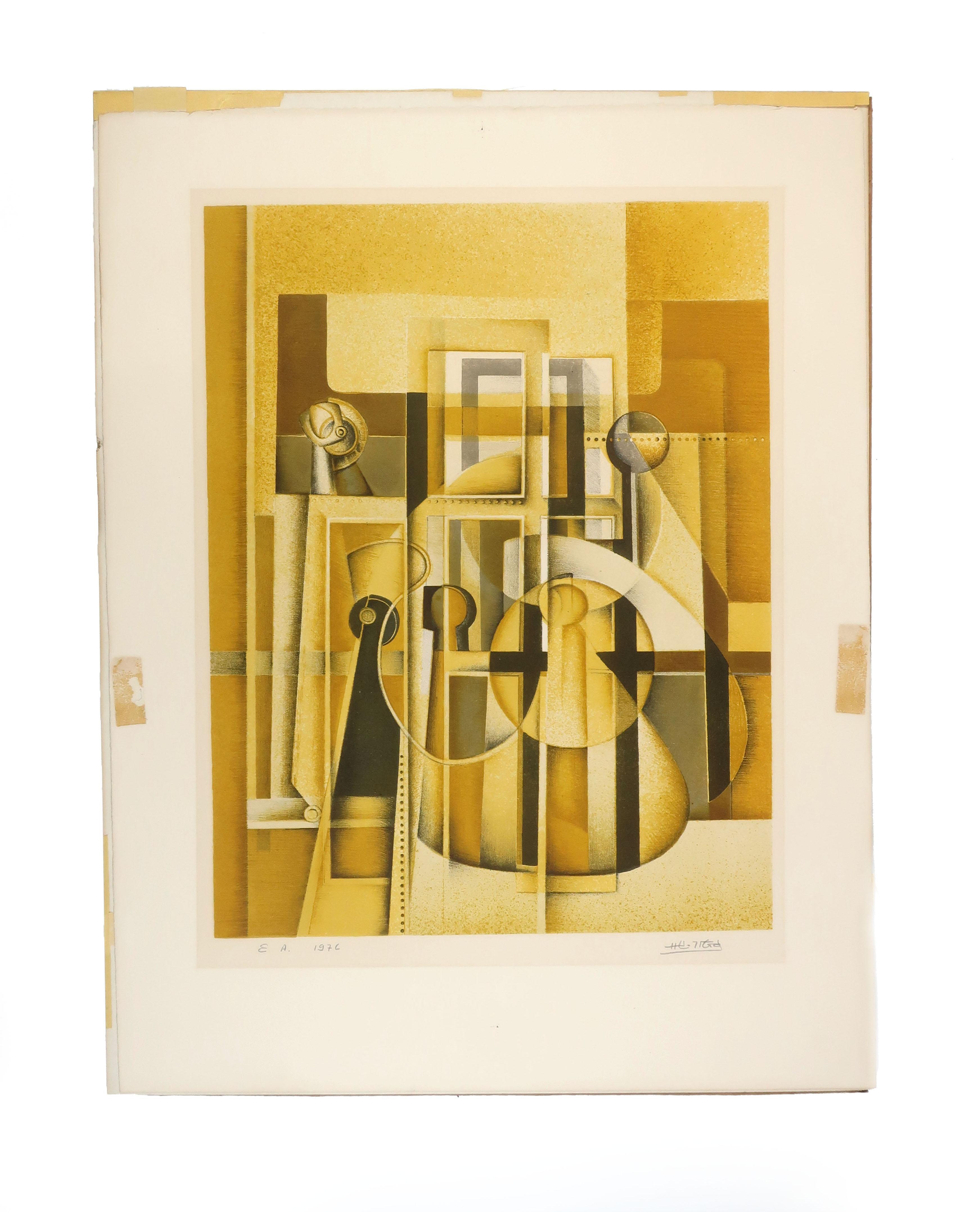 1970s Abstract Cubist Print For Sale 1
