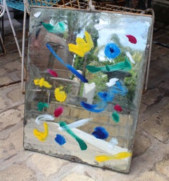 1970s Abstract Decorated Bevelled Mirror