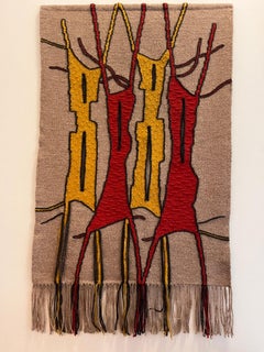 Handgefertigter Wollwandteppich mit abstraktem Design aus den 1970er Jahren von Milada Zachova – Tschechoslowakei