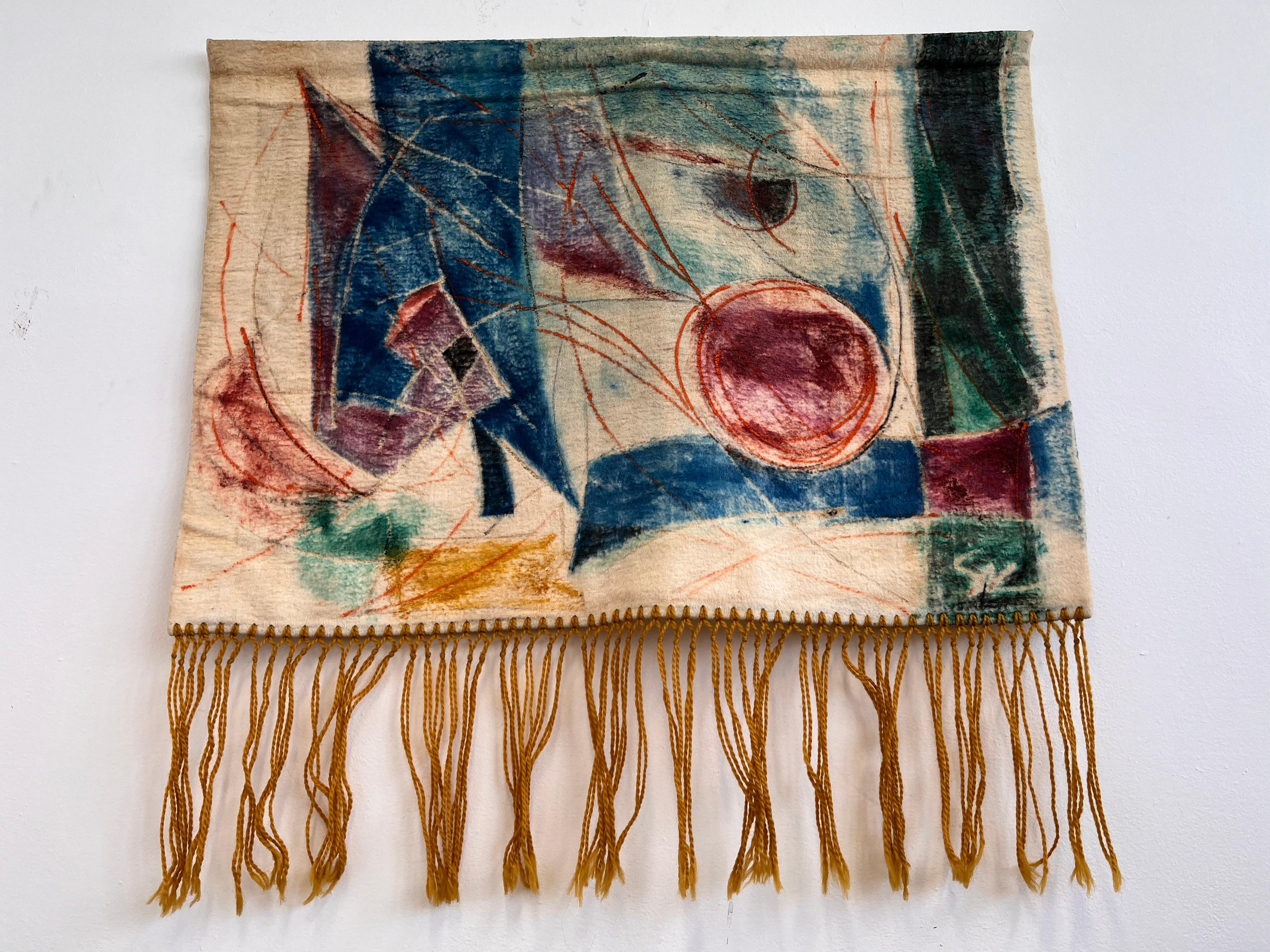 Tapiz de lana Hand Made de diseño abstracto de los años 70 - Checoslovaquia Moderno de mediados de siglo en venta