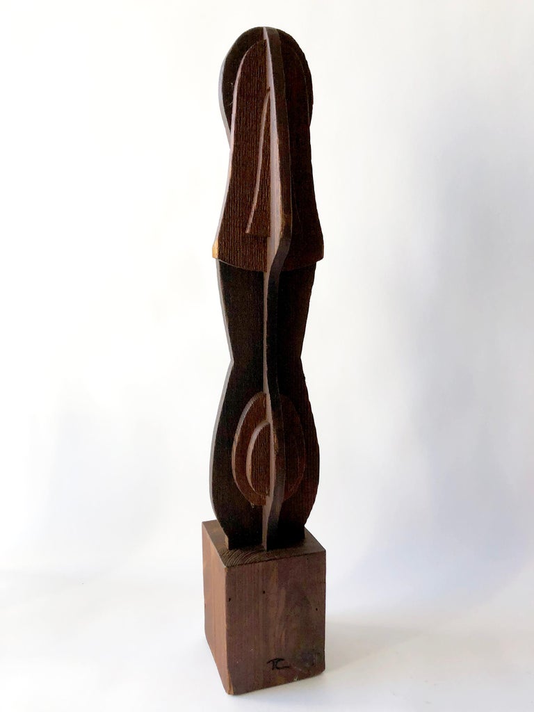 Late 20th Century 1970s Abstract Dimensional Layered Wood Female Sculpture