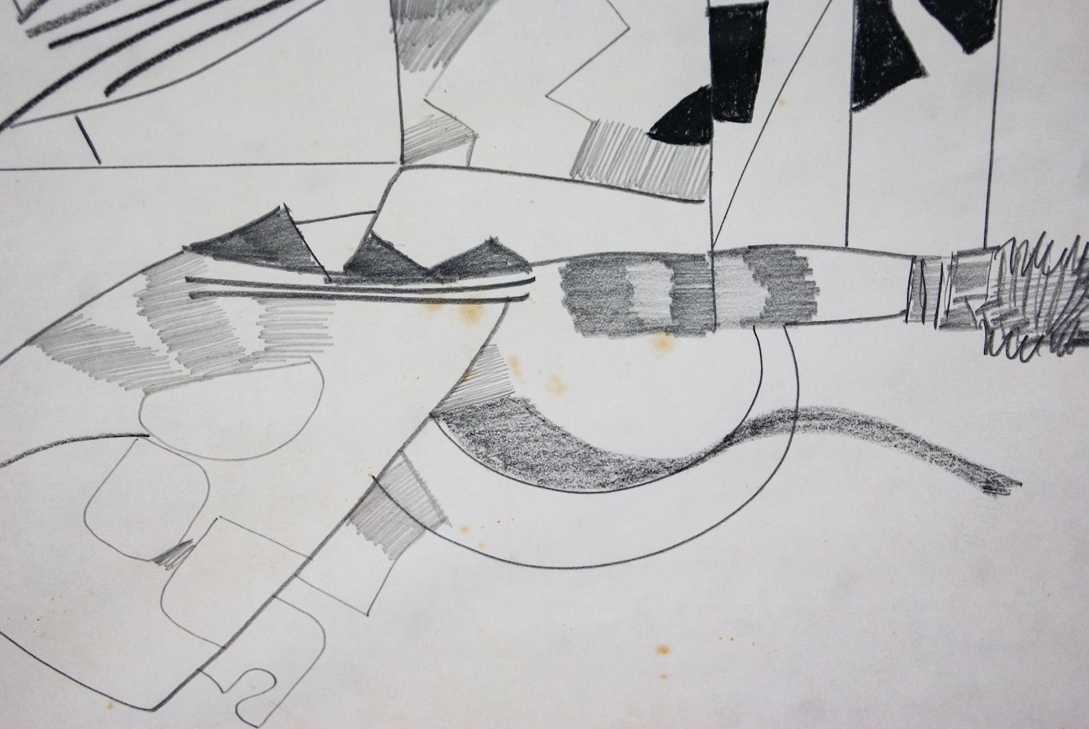 1970s Abstract Drawing Graphite on Paper by MILTON WILSON (American 1923-2004) In Good Condition For Sale In Torquay, GB