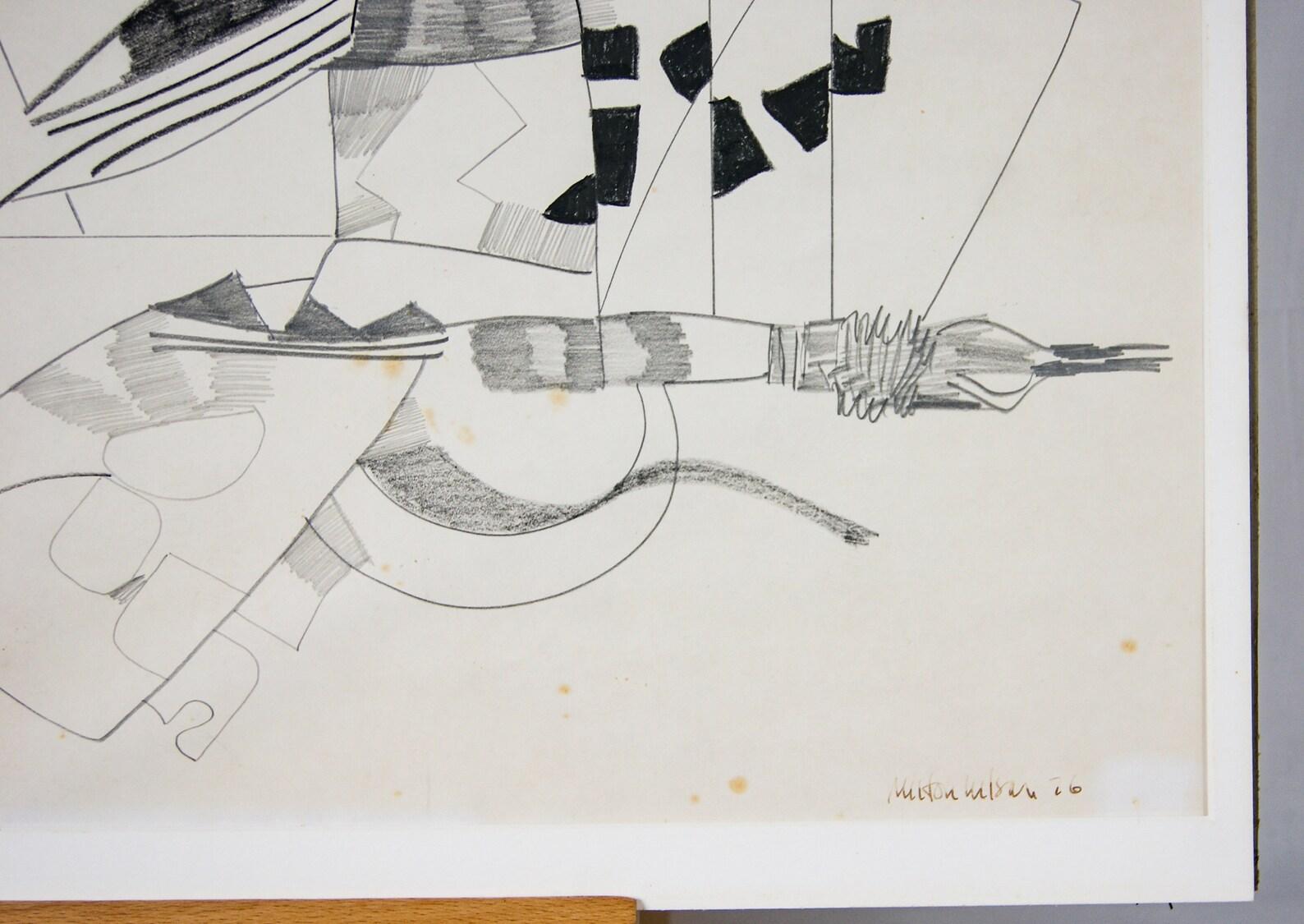 1970s Abstract Drawing Graphite on Paper by MILTON WILSON (American 1923-2004) For Sale 2